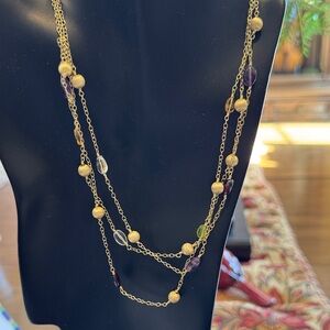 Elegant Gold and Purple Beaded Necklace